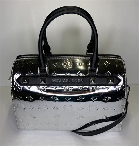 michael kors silver monogram satchel|Women's Silver Styles .